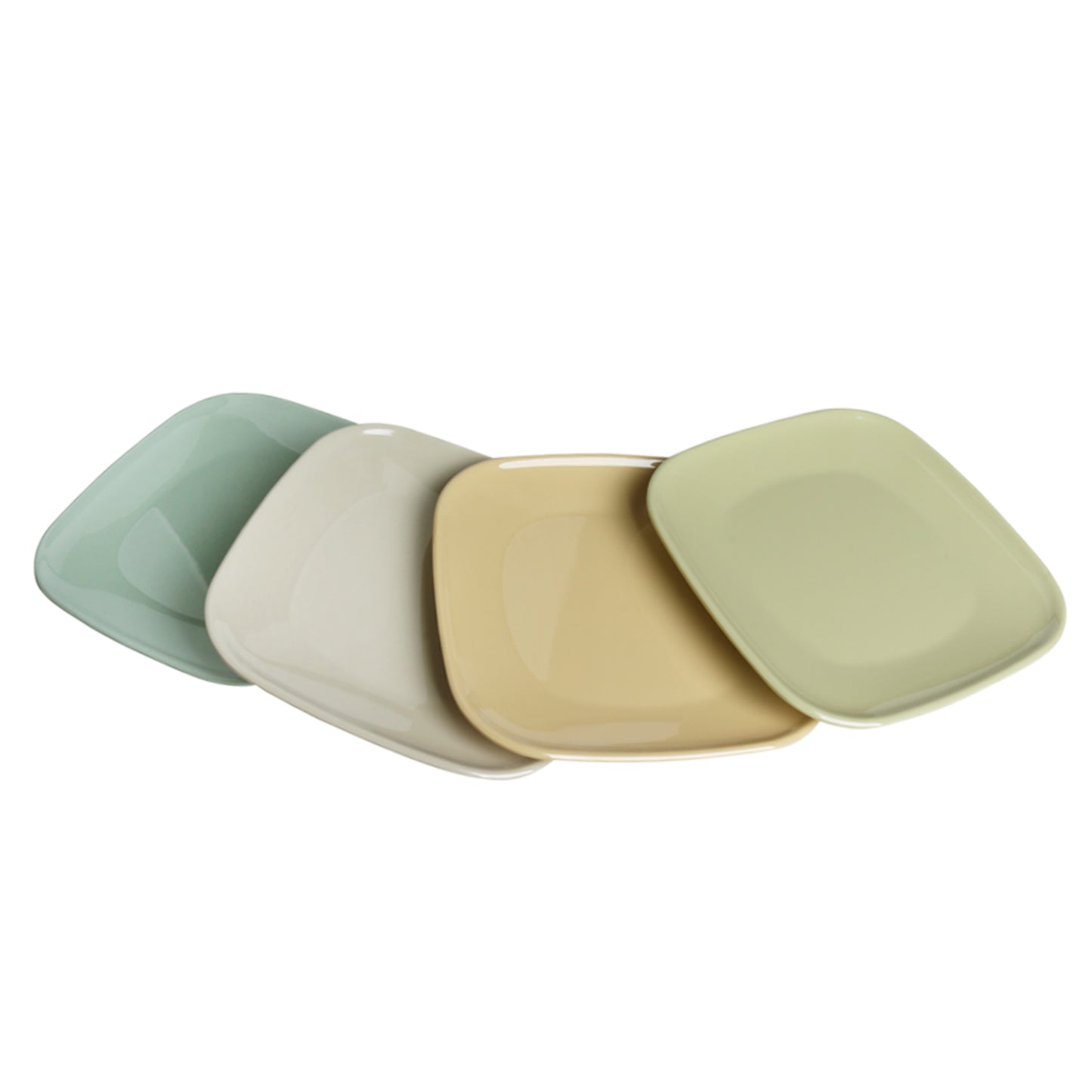 Melamine Square Plates for Party, Set of 4 Dessert Salad Plates, Snacks, Appetizer Plates for restaurant indoor or outdoor picnic camping (Multi-Color)