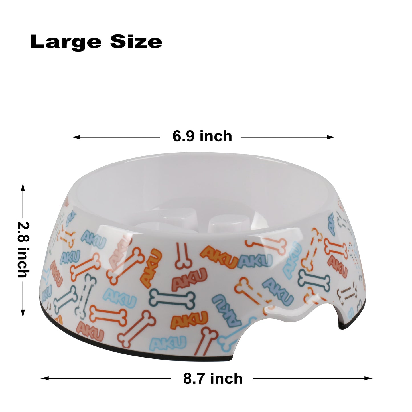 Melamine Plastic Dog Bowl Slow Feeder, Non Skid Base,Healthy Pet Slow Feeder Bowl, Slow Down Eating Pet Bowl for Dogs