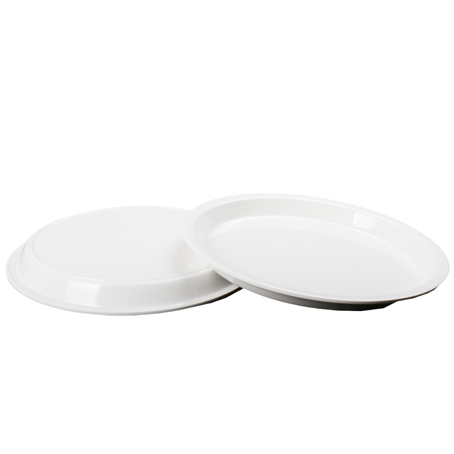 Large Melamine Plastic Round Dinner Plates, Set of 4 for Salad, Snacks, Fruit, Noodle, White Edge Dinner Plates Dish