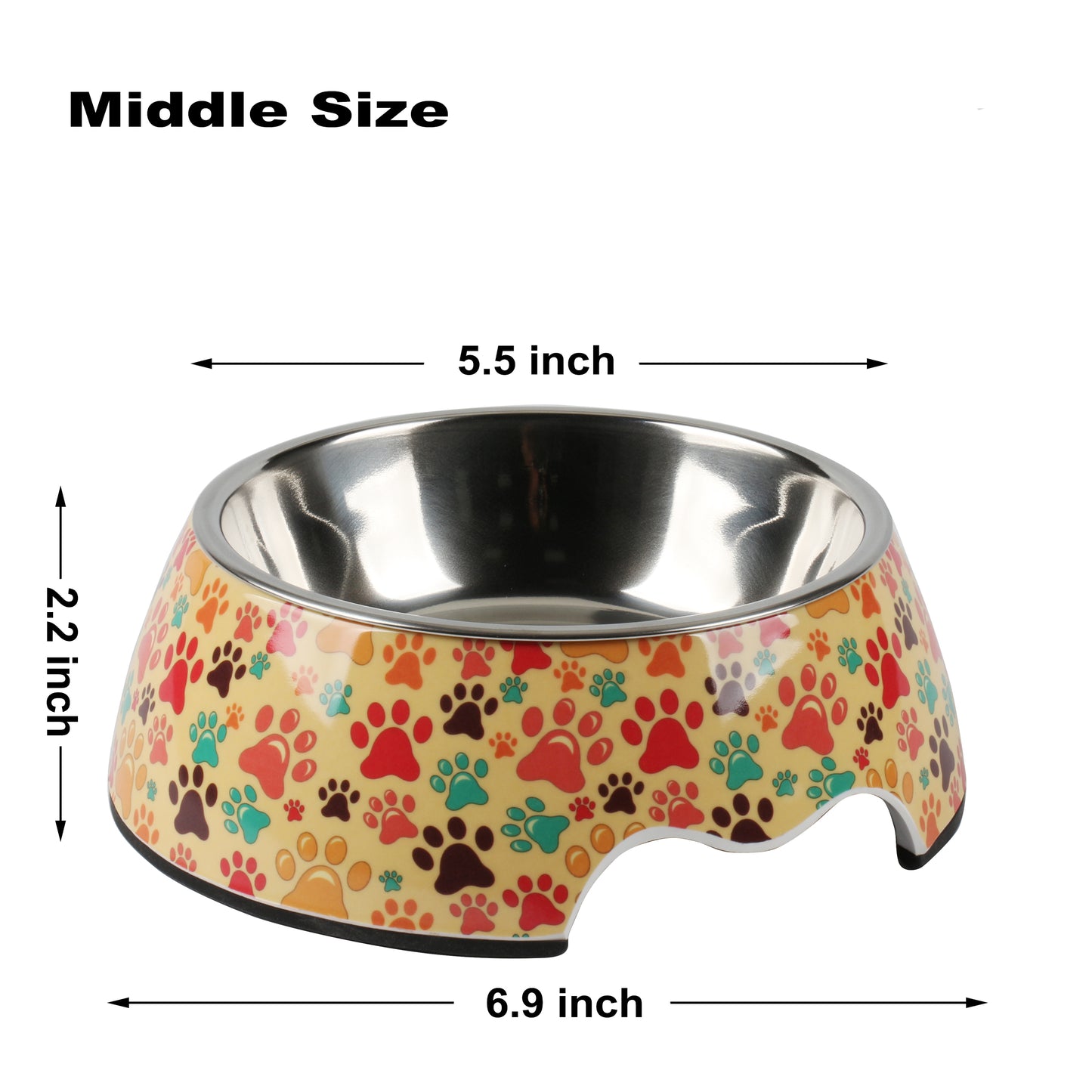 Melamine Plastic Dog Food Bowl, Non Skid Base,Anti-Slip Pet Feeder Bowls, 2-in-1 Removable Stainless Steel Pet Water&Food Bowl for Dogs and Cats