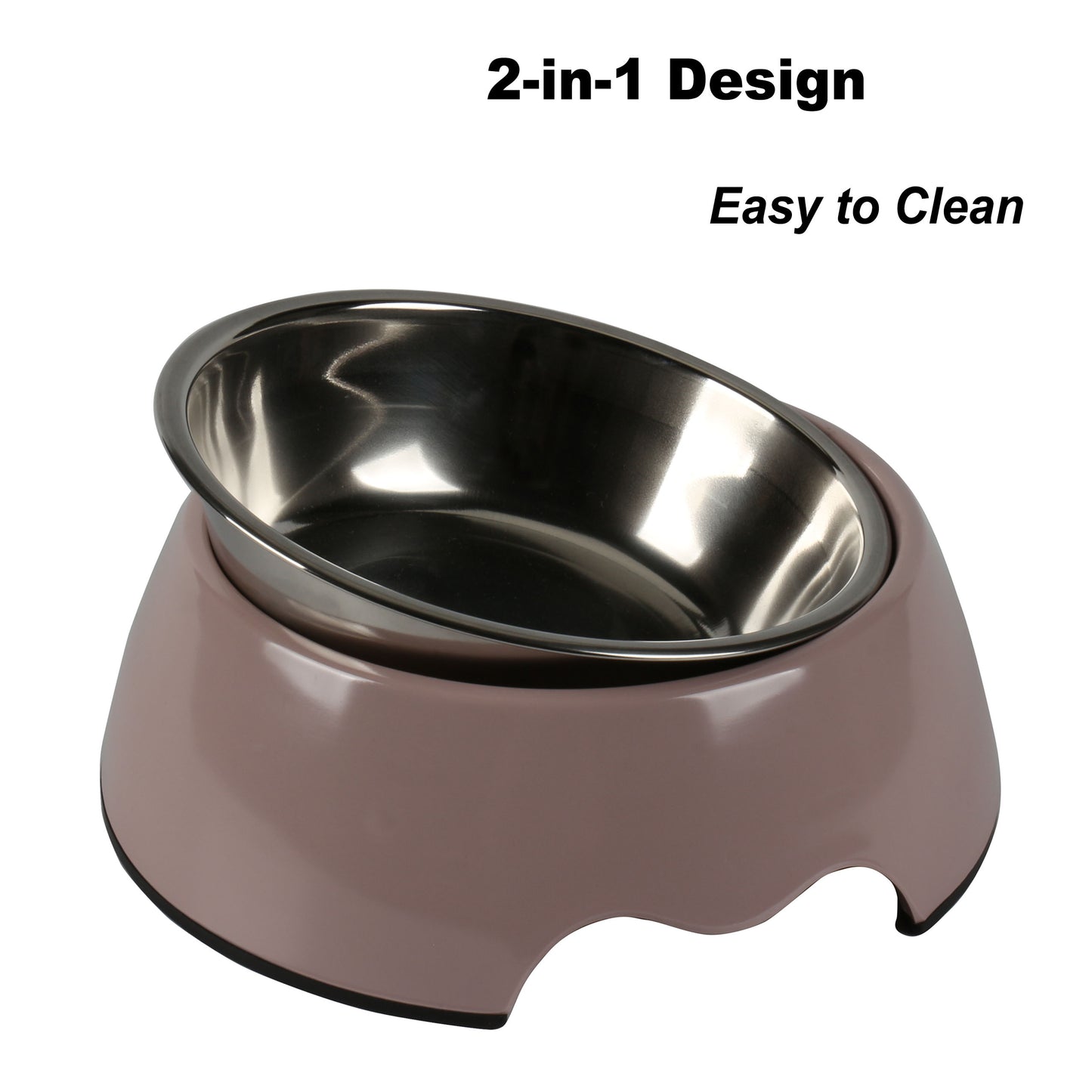 Melamine Plastic Dog Food Bowl, Non Skid Base, Anti-Slip Pet Feeder Bowls, 2-in-1 Removable Stainless Steel Pet Water&Food Bowl for Dogs and Cats