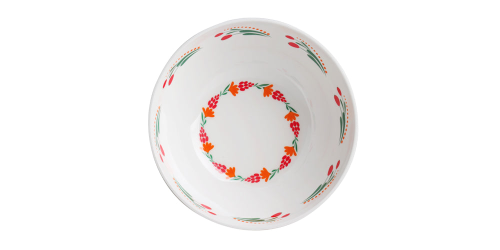 Melamine Plastic Cereal Bowls, 23 oz Small Snack Bowl, Ice Cream Dessert Bowl set of 4 for Oatmeal, Salad, Condiment, Side Dishes, Fruits (Floral)