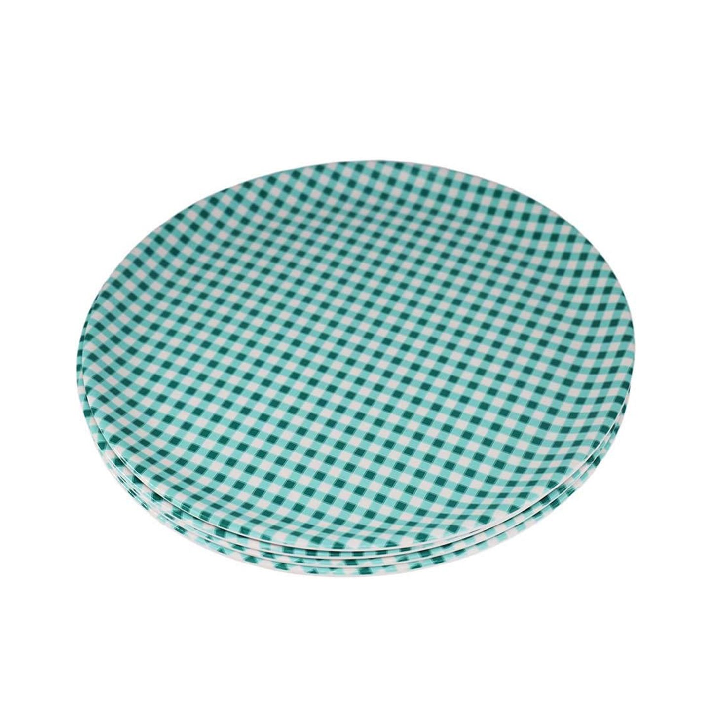 Melamine Plastic Dining Large Platter, Set of 4 for indoor restaurant or outdoor picnic camping (Green-White Grid)