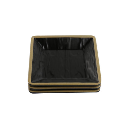 Elegant Matte Black Dessert Party Mini Plates, Set of 3 Appetizer Mini Plates, Plastic Square Matte Plates