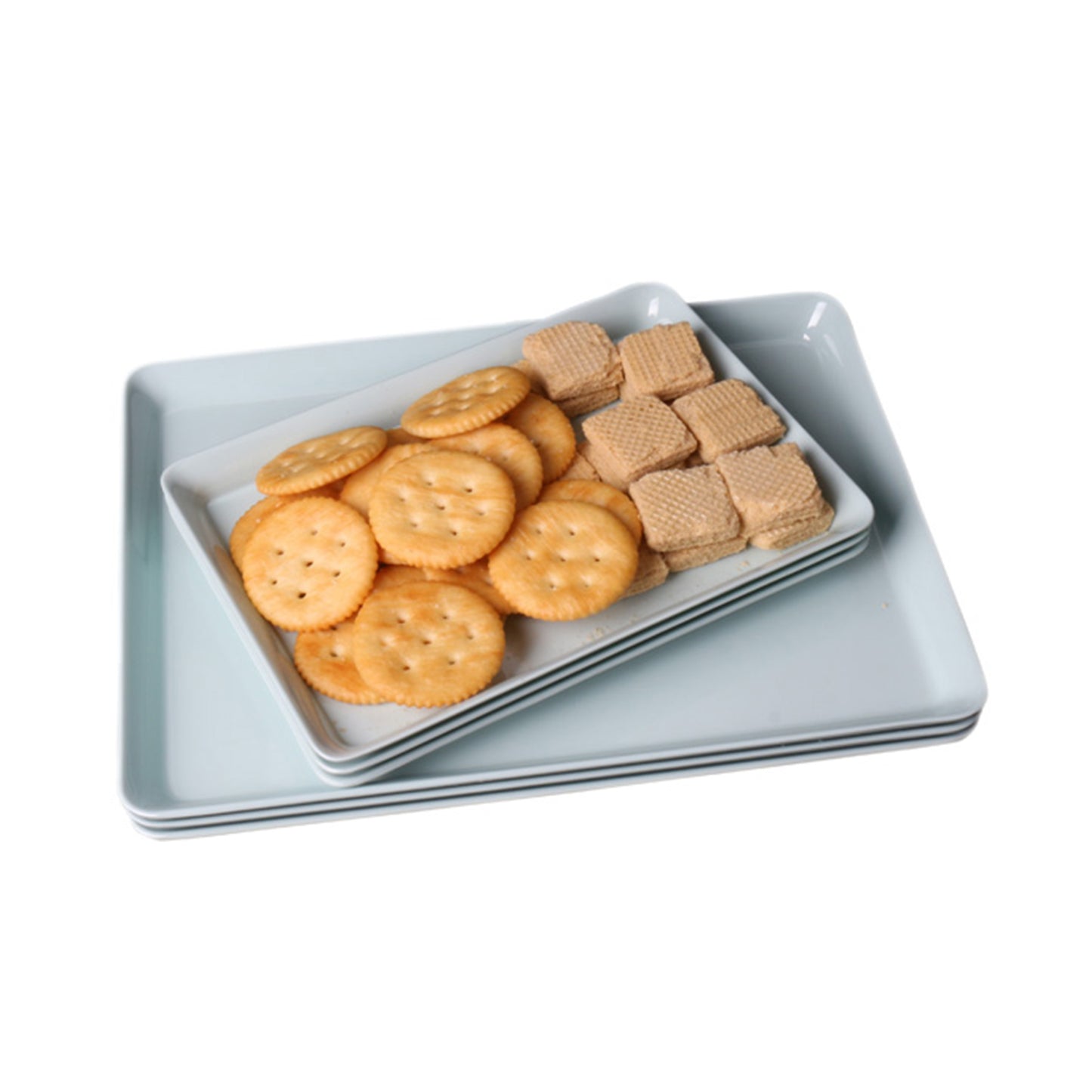 Melamine Plastic Serving Tray, Small Trays - Set of 3 in 2 Assorted Sizes for Sorting Puzzle Piece, Serving Snacks, Desserts, Restaurant Indoor or Outdoor Picnic Camping