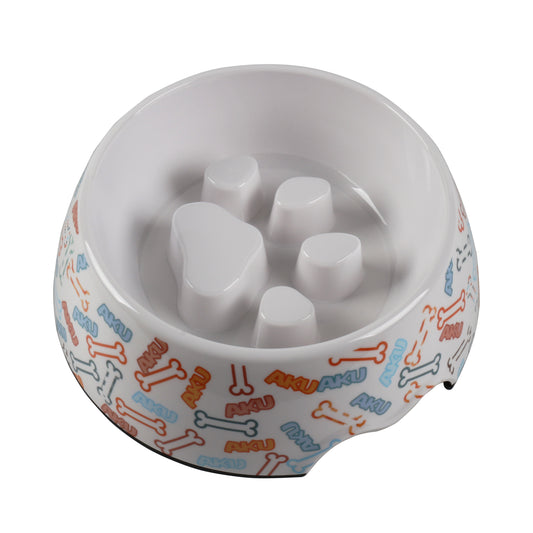 Melamine Plastic Dog Bowl Slow Feeder, Non Skid Base，Healthy Pet Slow Feeder Bowl, Slow Down Eating Pet Bowl for Dogs