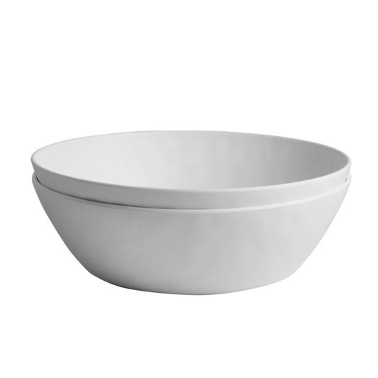 Melamine Large Serving bowls, 3.7Quart Salad Bowls for Popcorn, Soup, Pasta, Pho, Snack - Set of 2 Mixing Bowls for Entertaining and Kitchen (White)