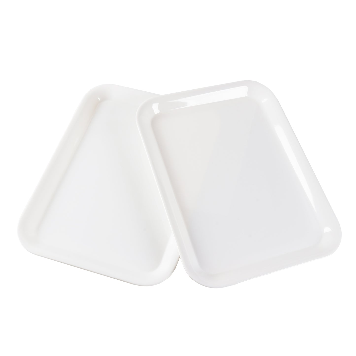 Melamine Plastic Severing Tray, Fast Food Serving Tray, White Serving Platter - Set of 2