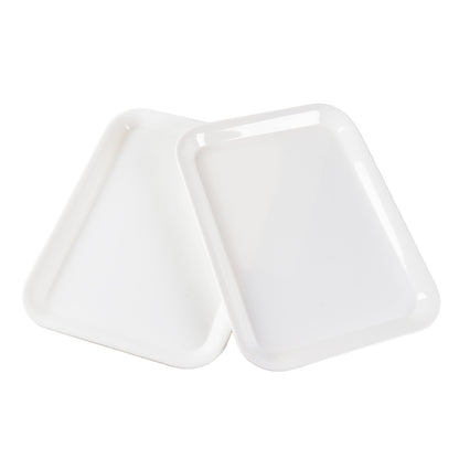 Melamine Plastic Severing Tray, Fast Food Serving Tray, White Serving Platter - Set of 2
