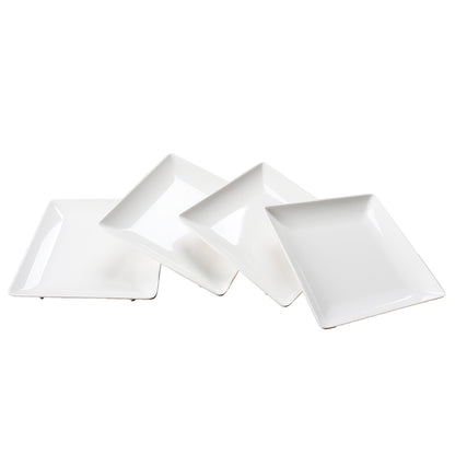 Melamine Plastic Square Plates, Unbreakable White Dessert/Salad/Appetizers Plates - Set of 3