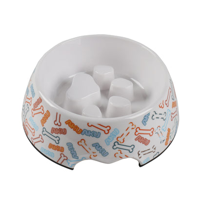 Melamine Plastic Dog Bowl Slow Feeder, Non Skid Base，Healthy Pet Slow Feeder Bowl, Slow Down Eating Pet Bowl for Dogs