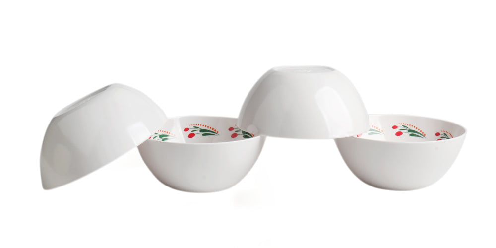 Melamine Plastic Cereal Bowls, 23 oz Small Snack Bowl, Ice Cream Dessert Bowl set of 4 for Oatmeal, Salad, Condiment, Side Dishes, Fruits (Floral)