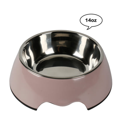 Melamine Plastic Dog Food Bowl, Non Skid Base, Anti-Slip Pet Feeder Bowls, 2-in-1 Removable Stainless Steel Pet Water&Food Bowl for Dogs and Cats