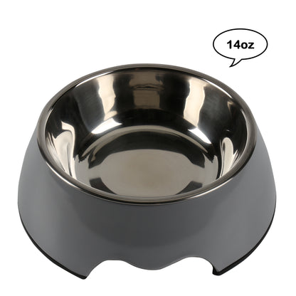 Melamine Plastic Dog Food Bowl, Non Skid Base, Anti-Slip Pet Feeder Bowls, 2-in-1 Removable Stainless Steel Pet Water&Food Bowl for Dogs and Cats