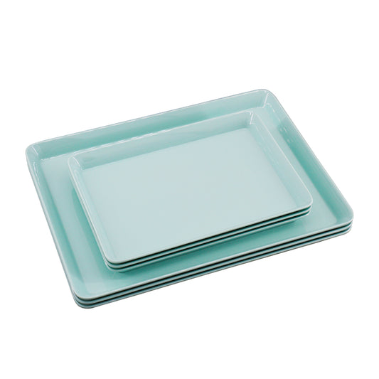 Melamine Plastic Serving Tray, Small Trays - Set of 3 in 2 Assorted Sizes for Sorting Puzzle Piece, Serving Snacks, Desserts, Restaurant Indoor or Outdoor Picnic Camping