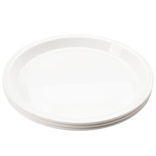 Large Melamine Plastic Round Dinner Plates, Set of 4 for Salad, Snacks, Fruit, Noodle, White Edge Dinner Plates Dish