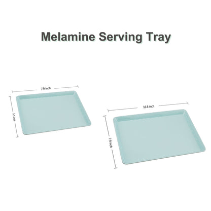 Melamine Plastic Serving Tray, Small Trays - Set of 3 in 2 Assorted Sizes for Sorting Puzzle Piece, Serving Snacks, Desserts, Restaurant Indoor or Outdoor Picnic Camping
