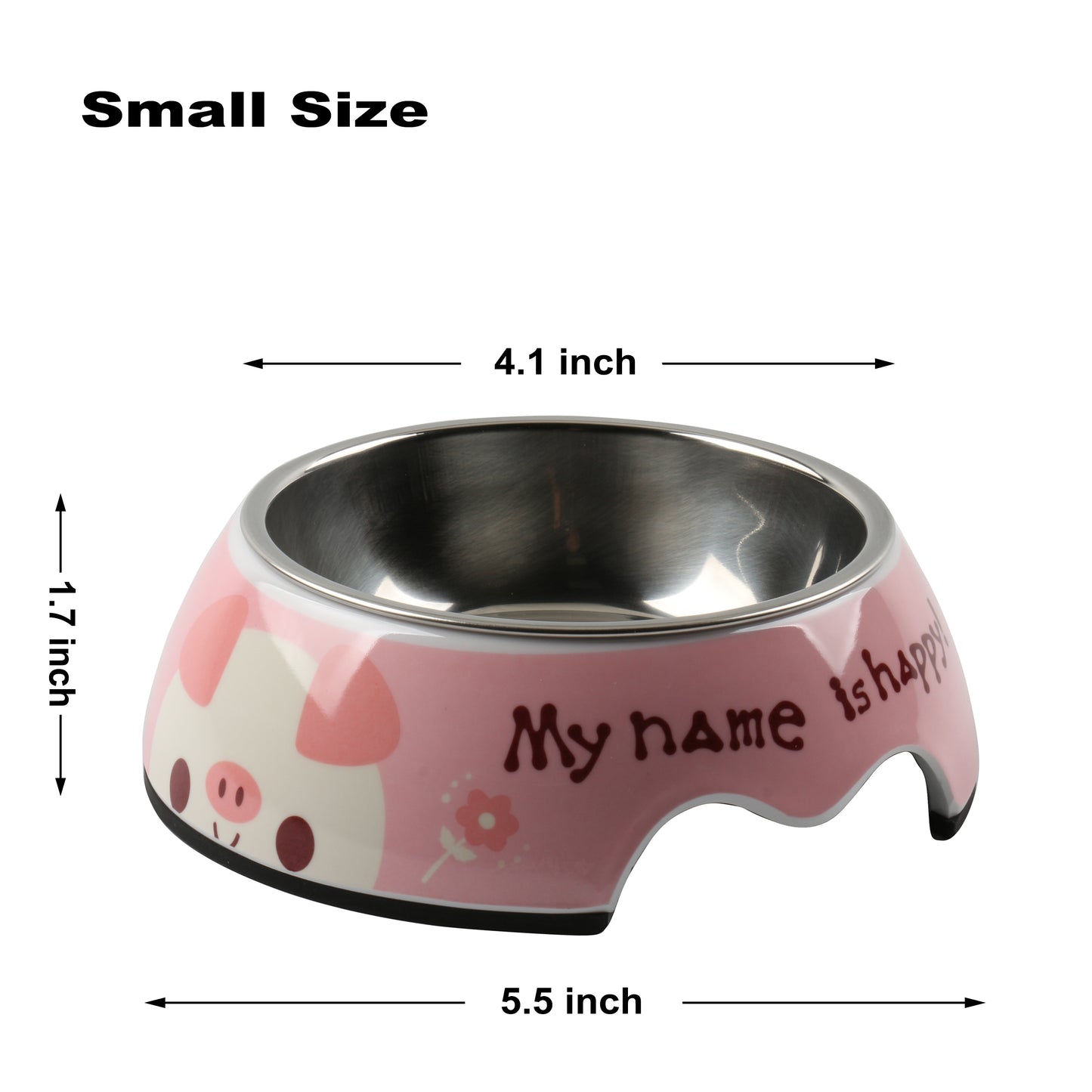 Melamine Plastic Dog Food Bowl, Non Skid Base，Anti-Slip Pet Feeder Bowls, 2-in-1 Removable Stainless Steel Pet Small Bowl for Dogs and Cats