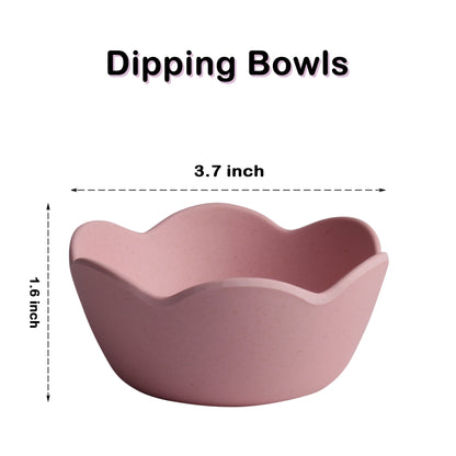 Bamboo Fiber Dipping Bowls, Loutus Shape Soy Sauce Dishes, set of 4 Mini Dessert Bowls for Appetizer, Dips, Nut, Condiment, Side Dishes, Sushi