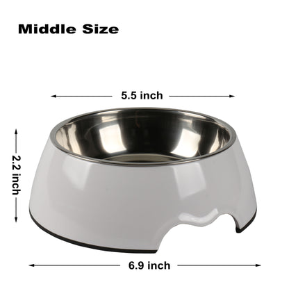 Melamine Plastic Dog Food Bowl, Non Skid Base, Anti-Slip Pet Feeder Bowls, 2-in-1 Removable Stainless Steel Pet Feeder Holder for Dogs and Cats