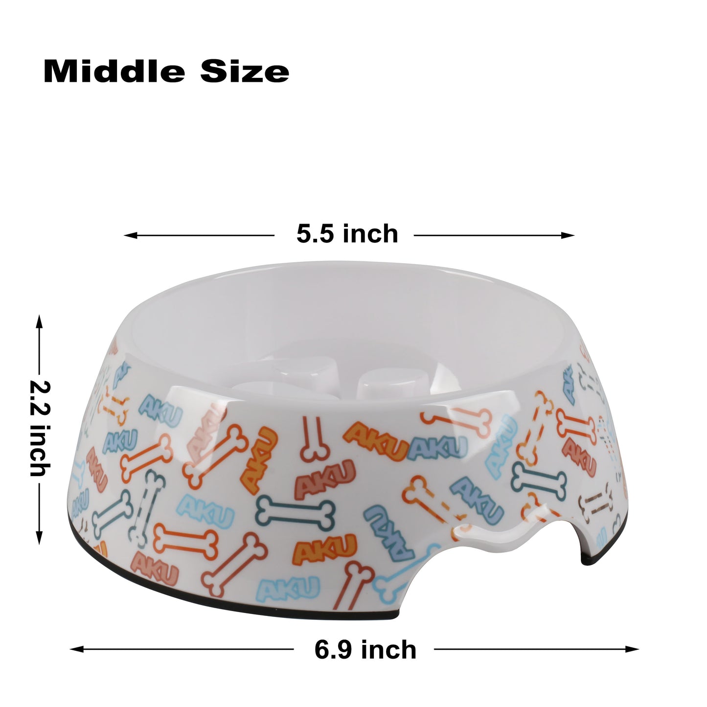 Melamine Plastic Dog Bowl Slow Feeder, Non Skid Base，Healthy Pet Slow Feeder Bowl, Slow Down Eating Pet Bowl for Dogs