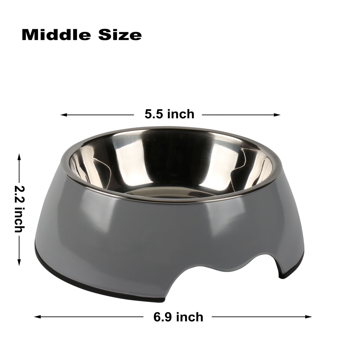 Melamine Plastic Dog Food Bowl, Non Skid Base, Anti-Slip Pet Feeder Bowls, 2-in-1 Removable Stainless Steel Pet Water&Food Bowl for Dogs and Cats