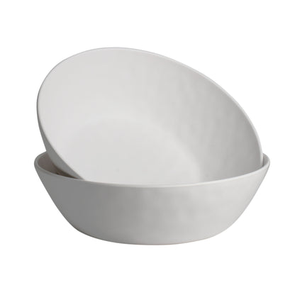 Melamine Large Serving bowls, 3.7Quart Salad Bowls for Popcorn, Soup, Pasta, Pho, Snack - Set of 2 Mixing Bowls for Entertaining and Kitchen (White)