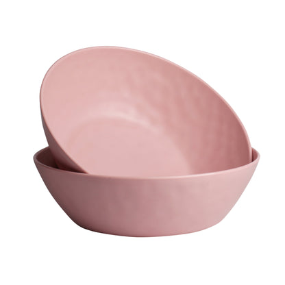 Melamine Large Serving bowls, 3.7Quart Salad Bowls for Popcorn, Soup, Pasta, Pho, Snack - Set of 2 Mixing Bowls for Entertaining and Kitchen (Pink)