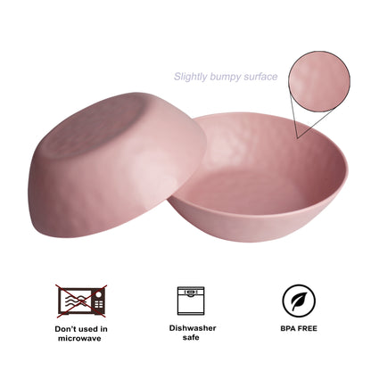Melamine Large Serving bowls, 3.7Quart Salad Bowls for Popcorn, Soup, Pasta, Pho, Snack - Set of 2 Mixing Bowls for Entertaining and Kitchen (Pink)