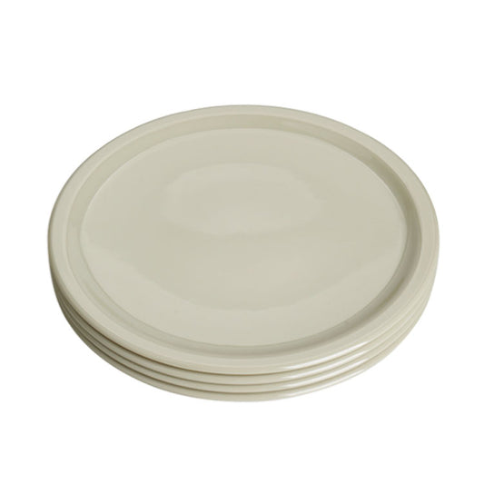 Melamine Dinner Plate, Set of 4 Salad Dish Plates, 10 inch Round Plates for Salad, Appetizer, Pasta, Steak, Burgers, Dinning Plates (Light Beige)