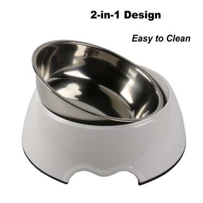 Melamine Plastic Dog Food Bowl, Non Skid Base, Anti-Slip Pet Feeder Bowls, 2-in-1 Removable Stainless Steel Pet Feeder Holder for Dogs and Cats