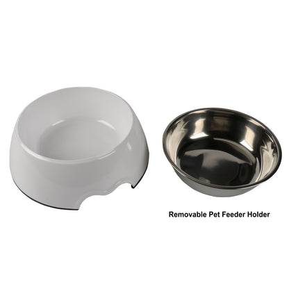 Melamine Plastic Dog Food Bowl, Non Skid Base, Anti-Slip Pet Feeder Bowls, 2-in-1 Removable Stainless Steel Pet Feeder Holder for Dogs and Cats