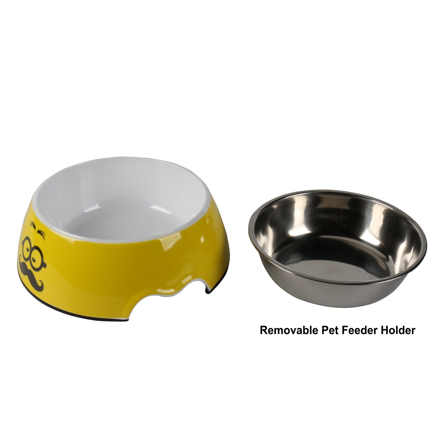 Melamine Plastic Dog Food Bowl, Non Skid Base，Anti-Slip Pet Feeder Bowls, 2-in-1 Removable Stainless Steel Pet Large Bowl for Dogs and Cats