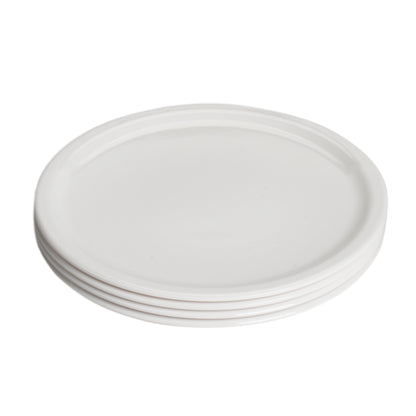 Melamine Dinner Plate, Set of 4 Salad Dish Plates, 10 inch Round Plates for Salad, Appetizer, Pasta, Steak, Burgers, Dinning Plates (White)