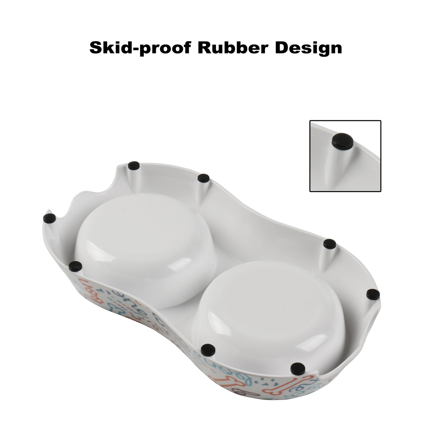 Melamine Plastic Dog Food Bowl, Non Skid Base, Double Pet Feeder Bowls, 2-in-1 Removable Stainless Steel Pet Water and Food Bowls for Dogs