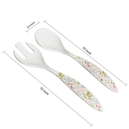 Melamine Salad Servers, 11.8 inch Salad Serving Utensils, Salad Tongs Salad Mixing Dinner Fork and Spoon