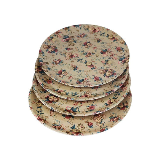 Melamine Plastic Dining Large Platter, Set of 4 for indoor restaurant or outdoor picnic camping (Classical Floral)