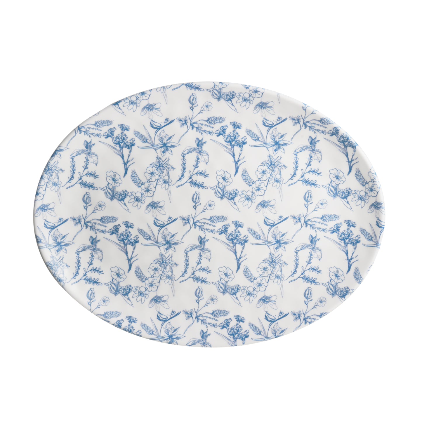 Melamine Serving Platter, 18" Oval Serving Platters, Large Serving Plate Food Platter for Entertaining Party, Restaurant, Main Dishes (Blue Floral)