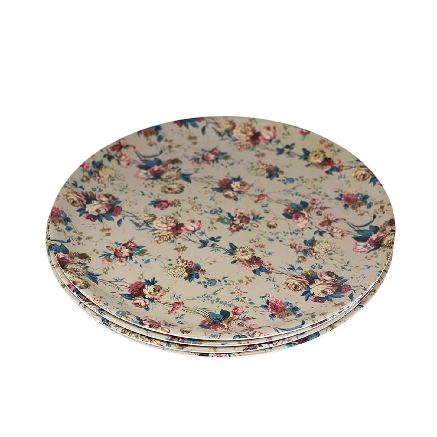 Melamine Plastic Dining Large Platter, Set of 4 for indoor restaurant or outdoor picnic camping (Classical Floral)