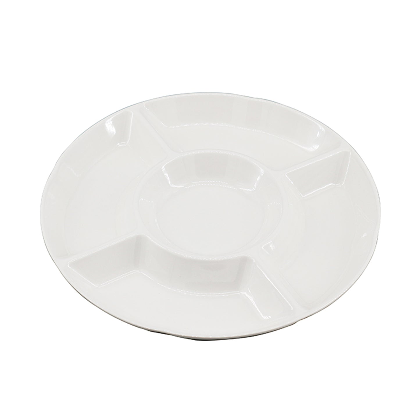 Melamine Plastic Divided Serving Platter/Tray, Reusable Divided Round Tray Perfect for Snack, Chip & Dip - Set of 3, 9-3/4" x 9-3/4"x 1"